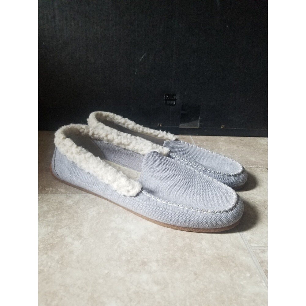 Rothy's faux fur merino wool sherpa slipper loafer glacier grey women's 13